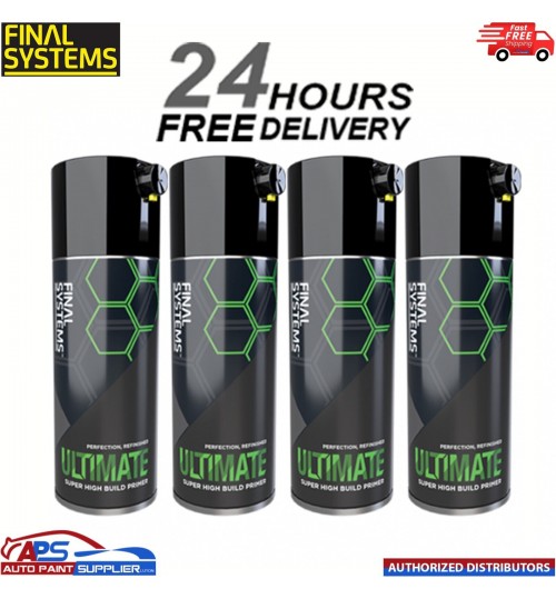 4 x FINAL SYSTEMS ULTIMATE SUPER HIGH BUILD PRIMER - GREY 400ml